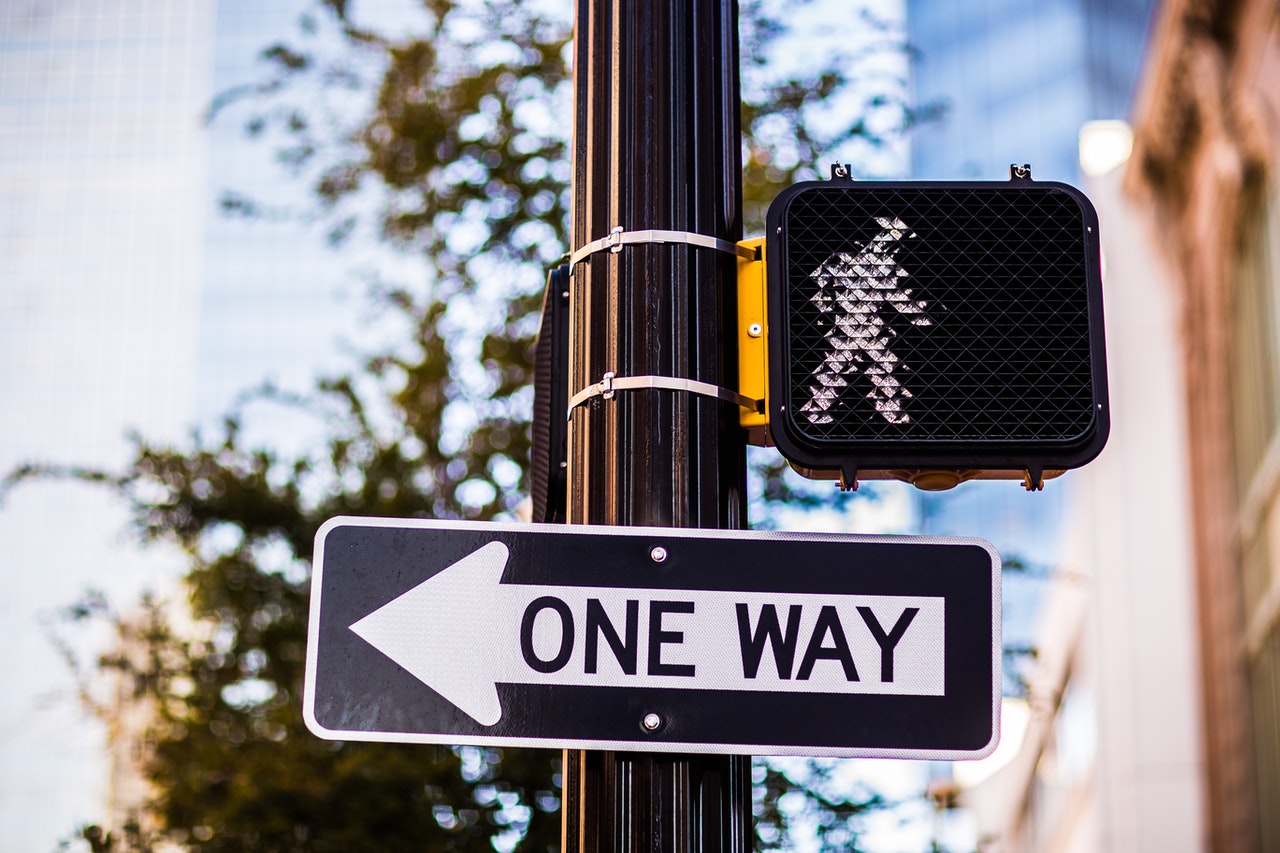 One-way sign.